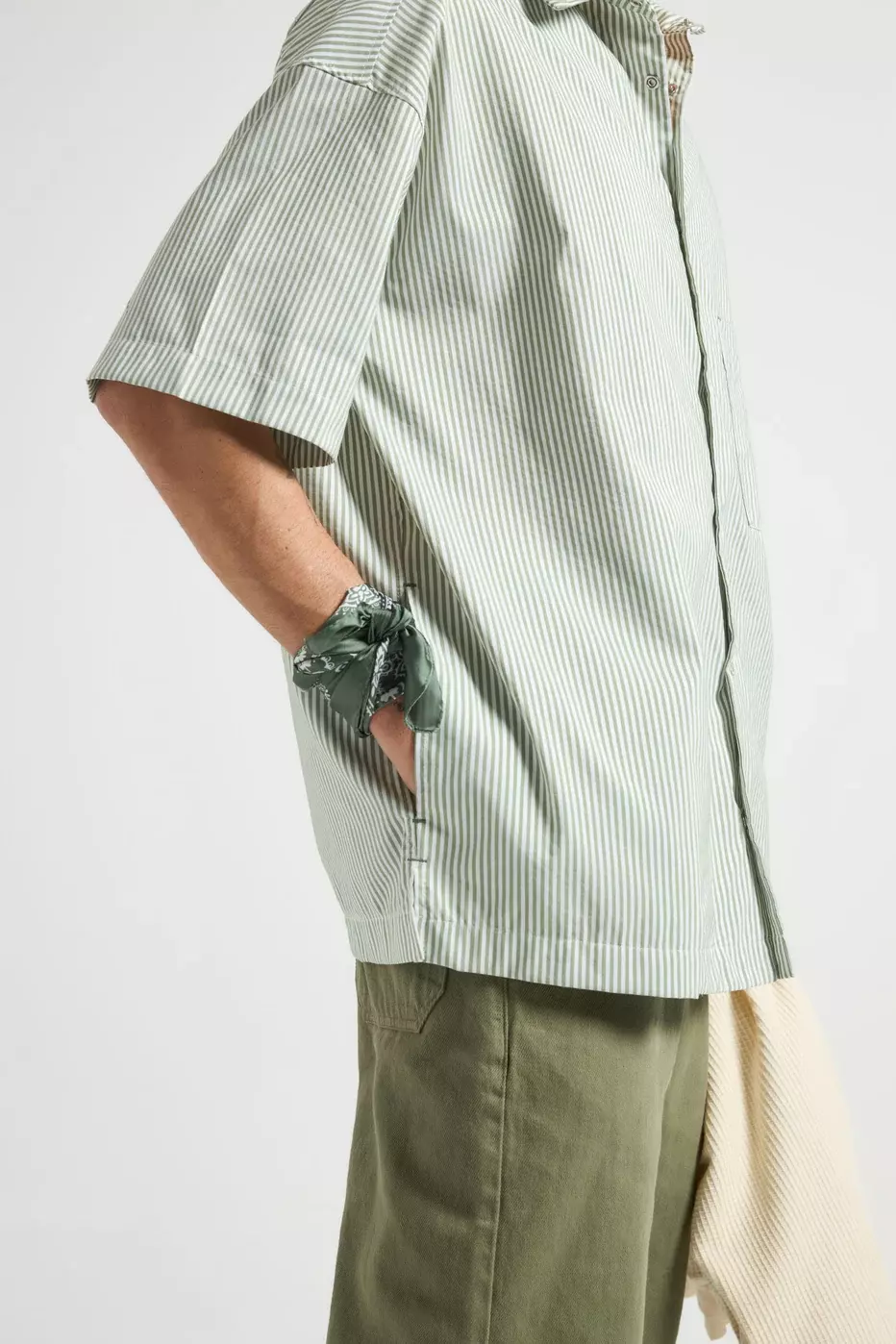 Trendsplant Mechanic Box Seaqual®Yarn Shirt Green Stripes Hemd Herren gestreift